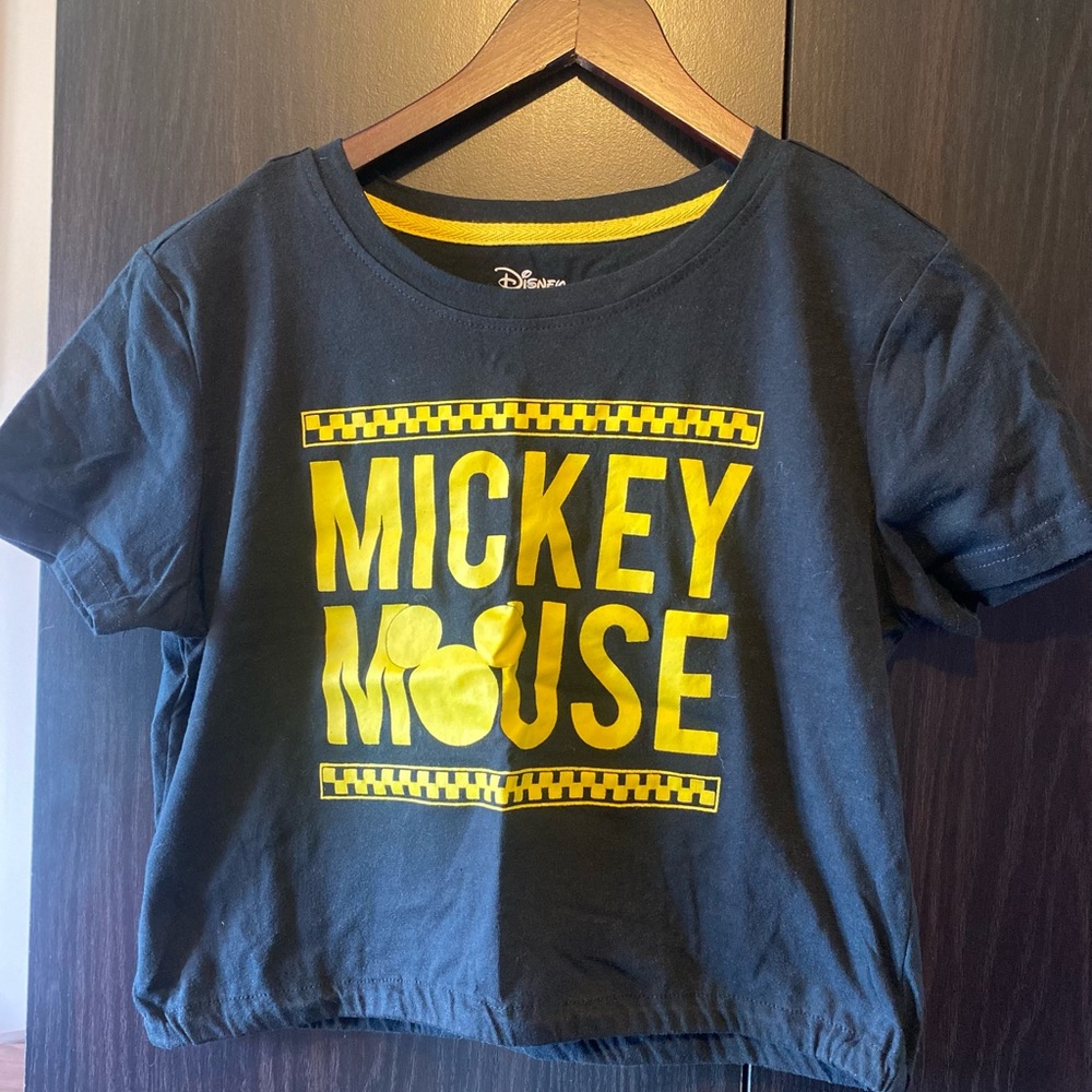 Disney Black Tee with Bright Yellow Mickey Mouse Graphic